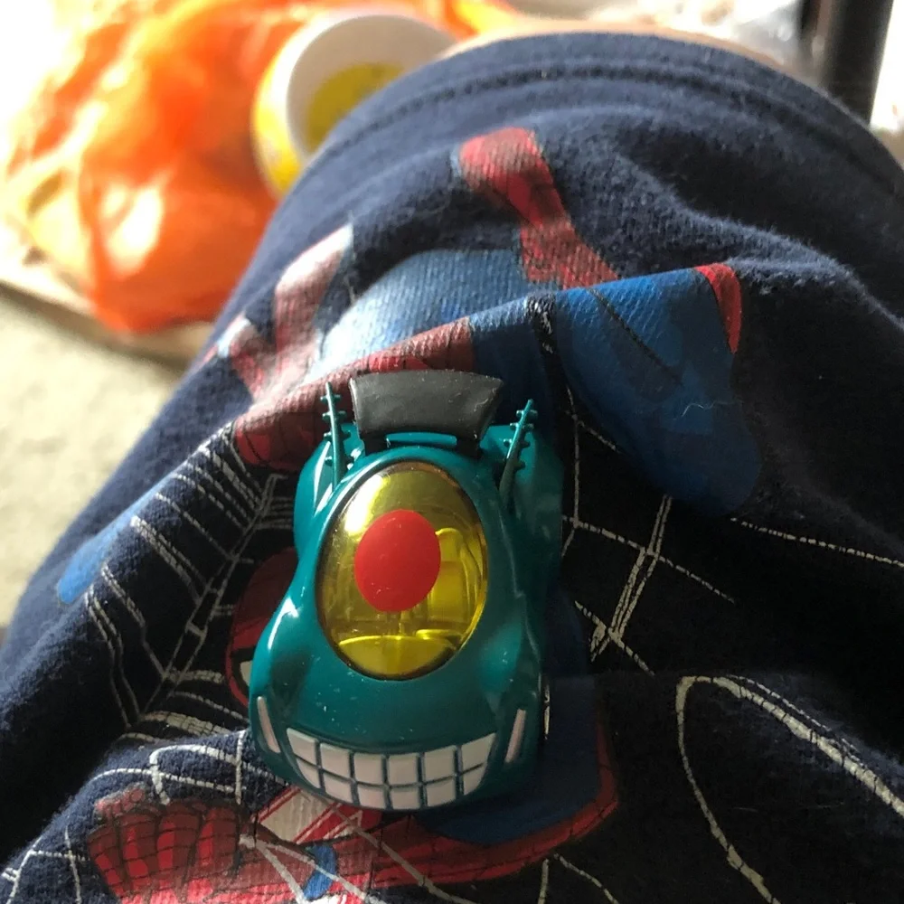 Teal Monster Car Toy with Yellow Dome and Red Accent